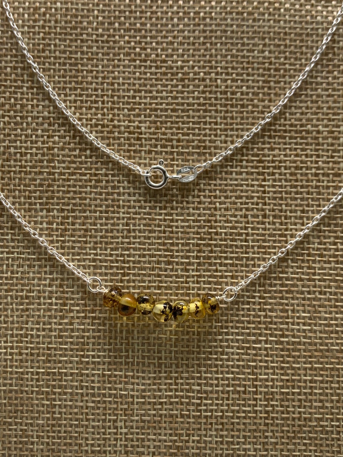 Sterling Silver-Olive Amber-18"