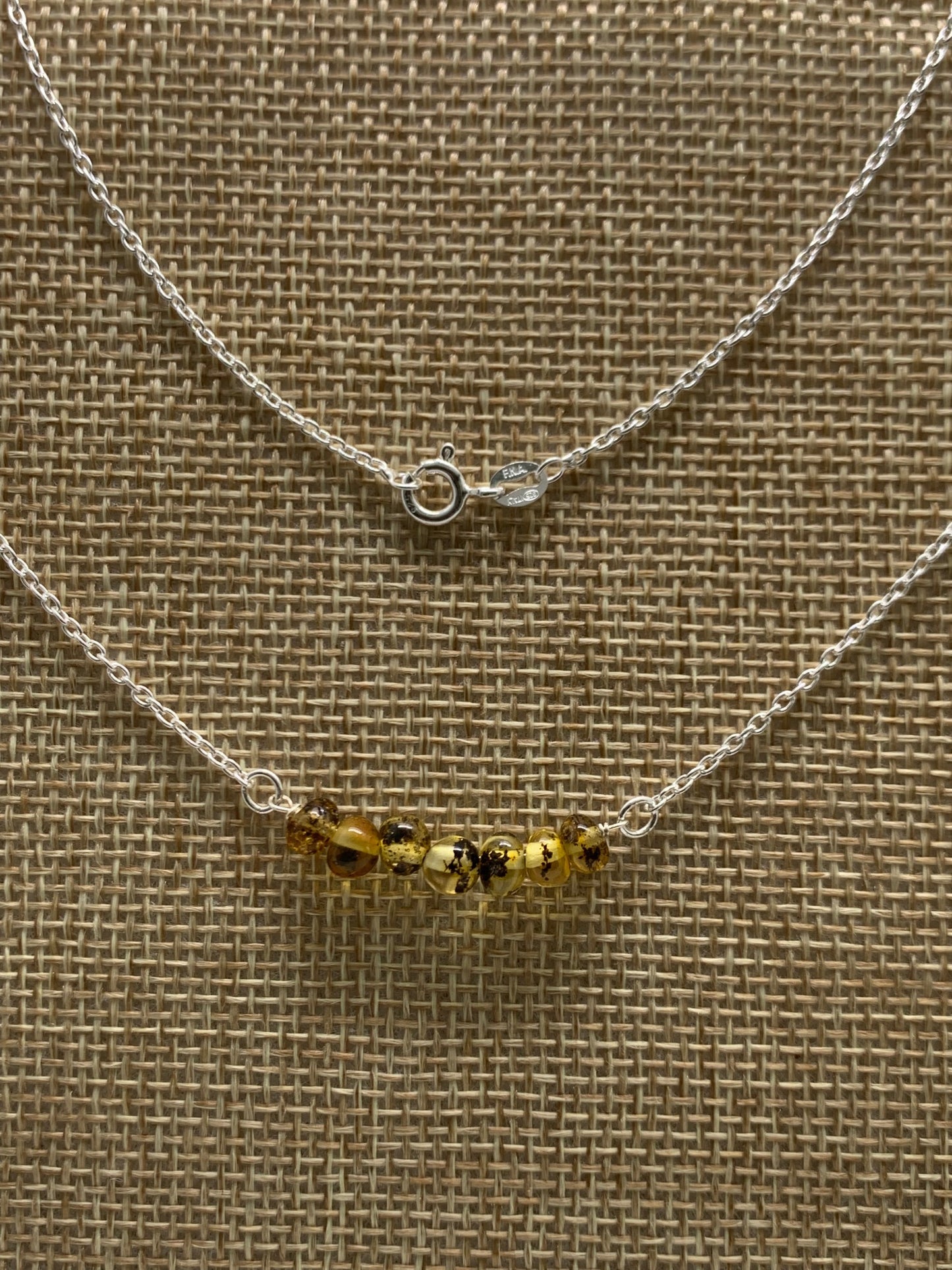 Sterling Silver-Olive Amber-18"