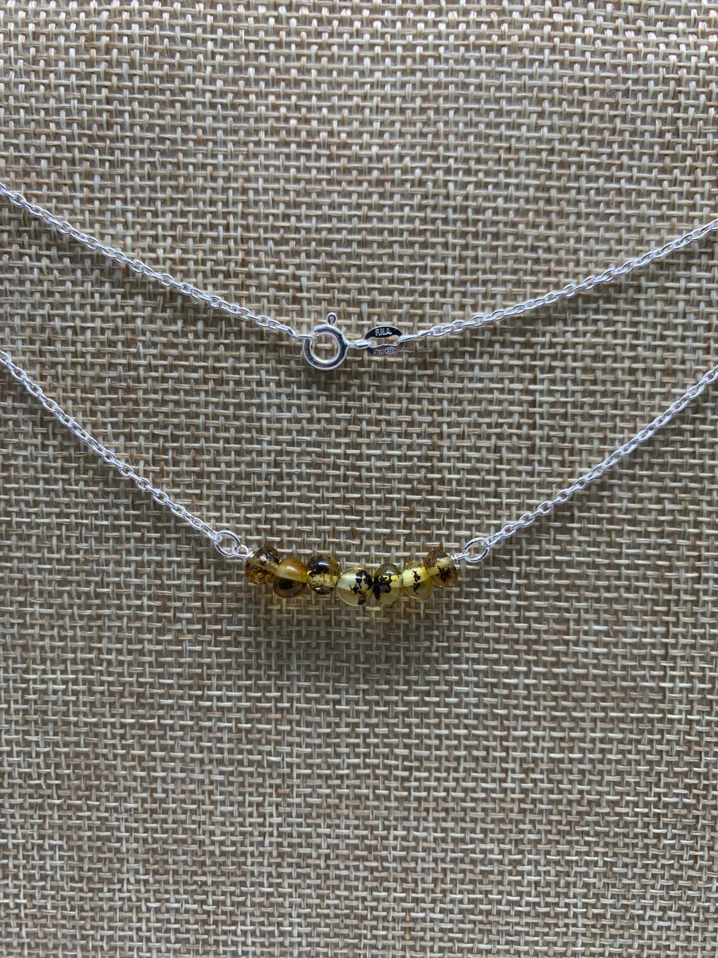 Sterling Silver-Olive Amber-18"