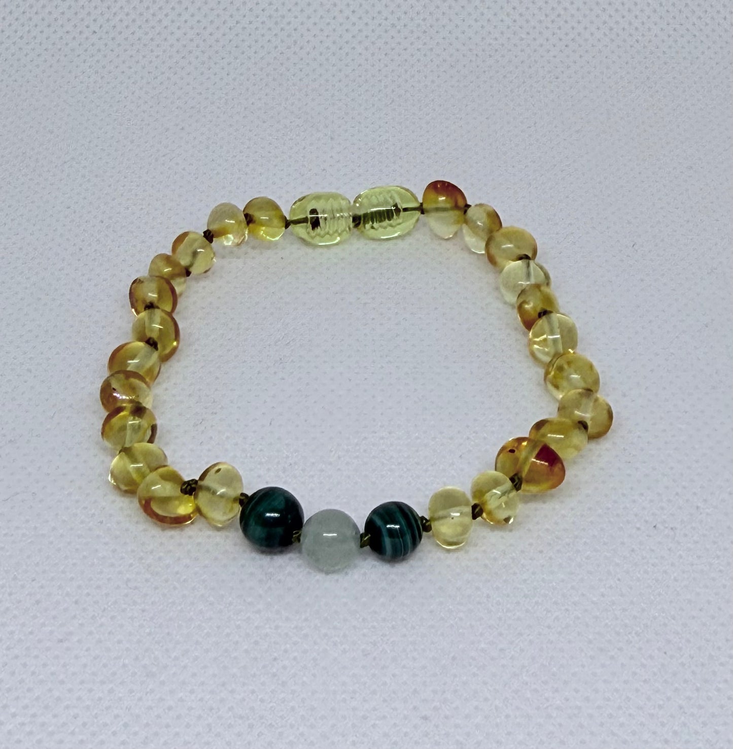 Gold Amber, Aventurine & Malachite-6.5" clasp