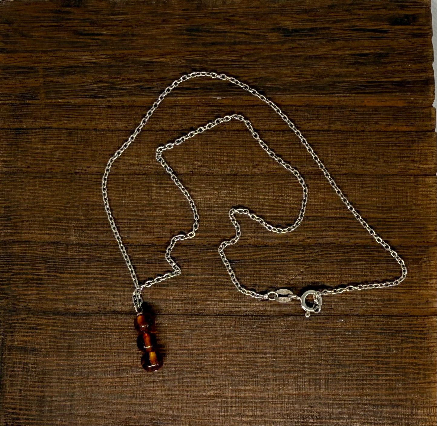 Sterling Silver-Caramel Drop-18 inches
