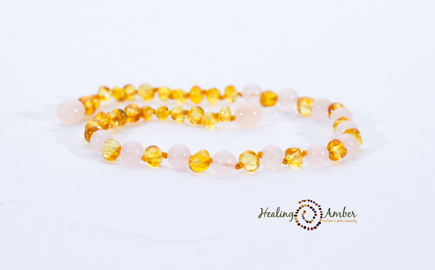 Gold Amber & Rose Quartz-5.5" clasp