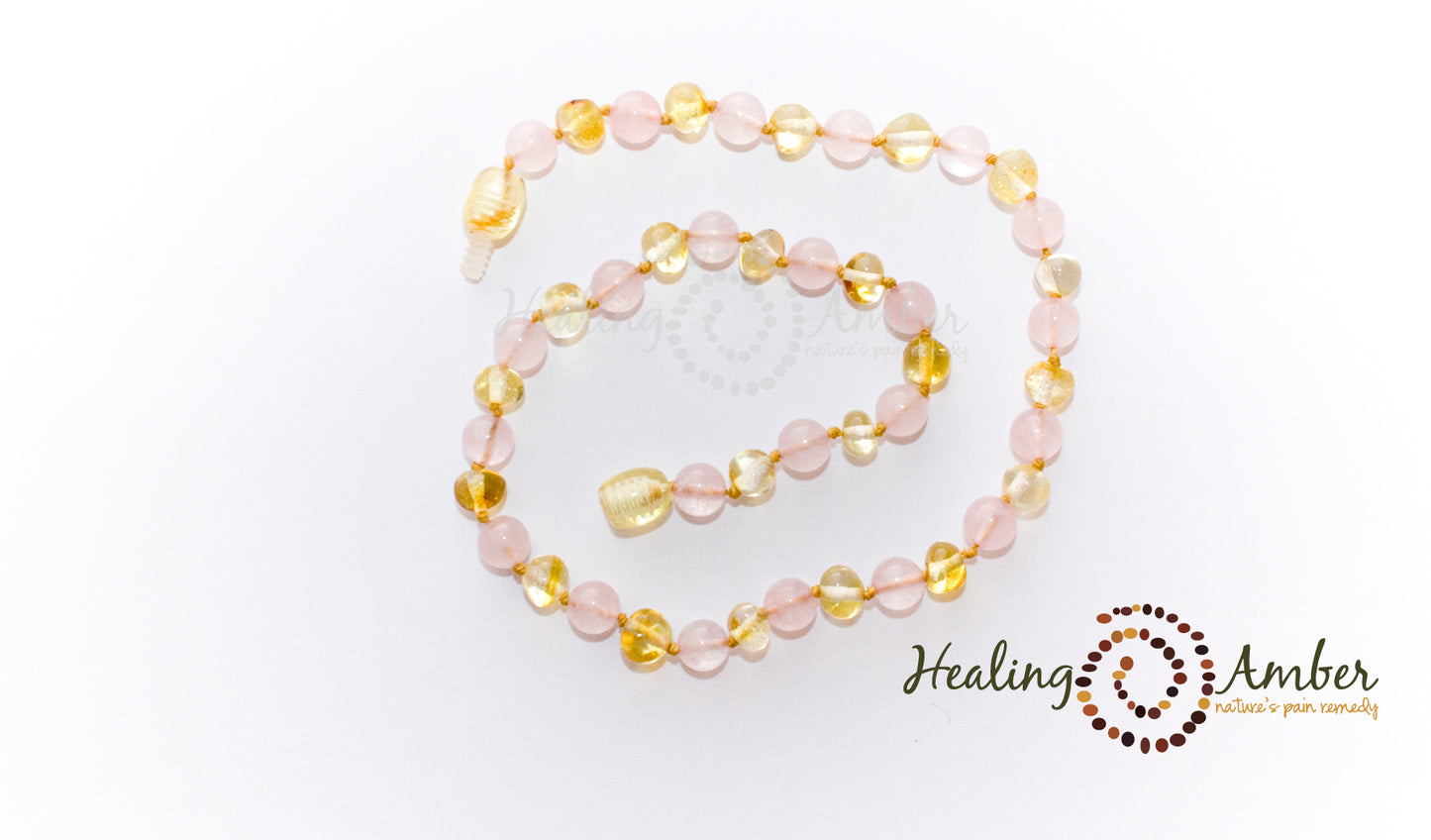 Gold Amber & Rose Quartz-25 inch