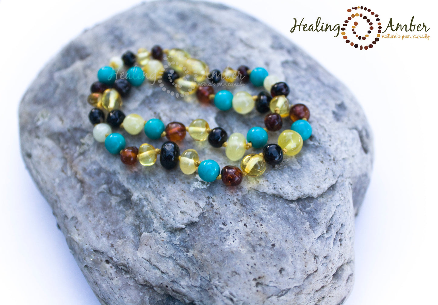 Multi Amber & Turquoise Gemstone-6.5" stretch