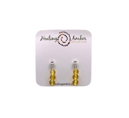 Sterling Silver-Gold Amber-Stud Earrings