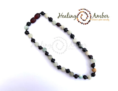 Raw Molasses Amber & Amazonite-13 inch