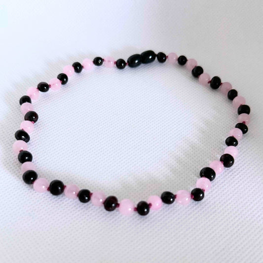 Molasses Amber & Rose Quartz-25 inch
