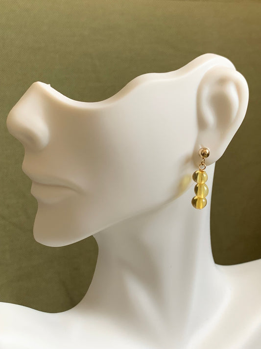 14kt Gold Filled-Gold Amber-Stud Earrings