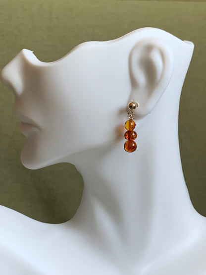 14kt Gold Filled-Caramel Amber-Stud Earrings