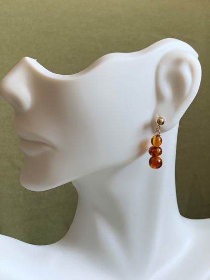14kt Gold Filled-Caramel Amber-Stud Earrings