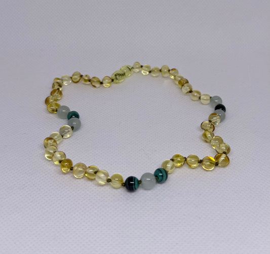 Gold Amber, Aventurine & Malachite-11 inch