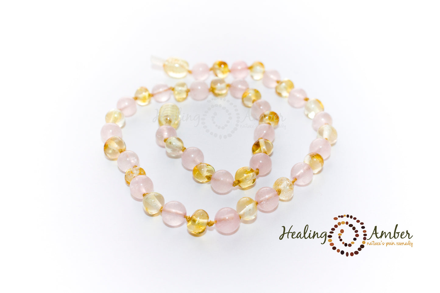 Gold Amber & Rose Quartz-15 inch
