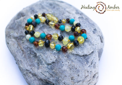 Multi Amber & Turquoise Gemstone-15 inch