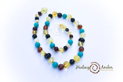 Multi Amber & Turquoise Gemstone-18 inch